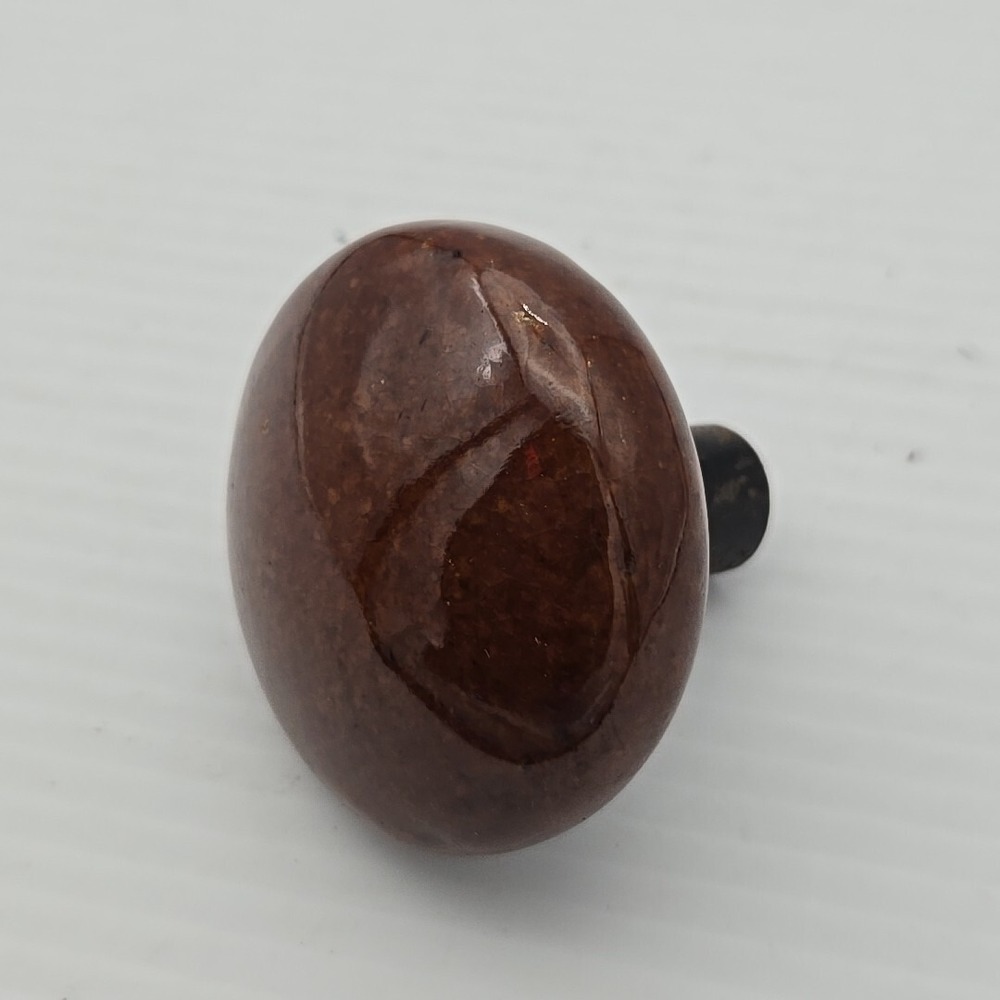 Antique Porcelain Door Knob Brown Round Vintage Original Architectural Hardware